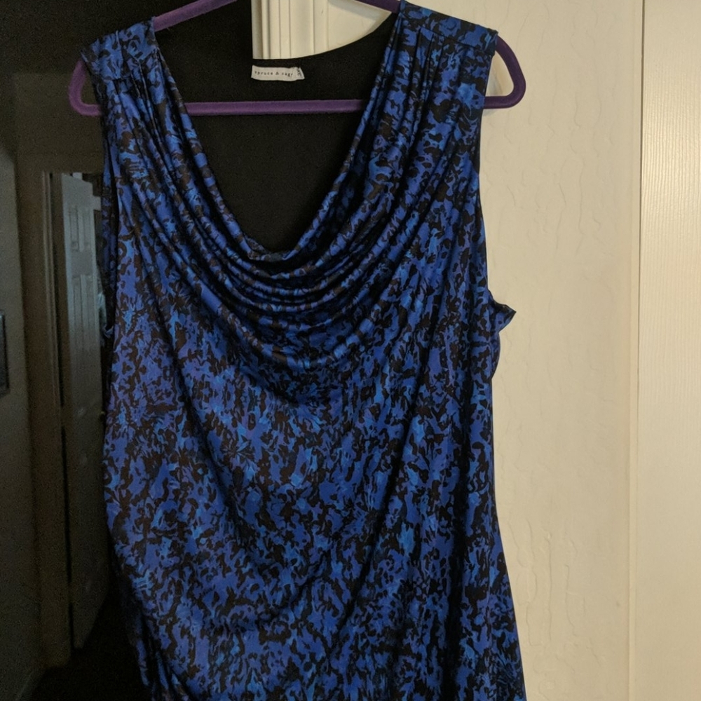 Blue,Purple and Black Cowl neck dress